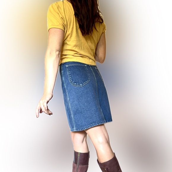 Denim vintage midi skirt brand is Pizazz 90s or 70s style - Picture 2 of 5
